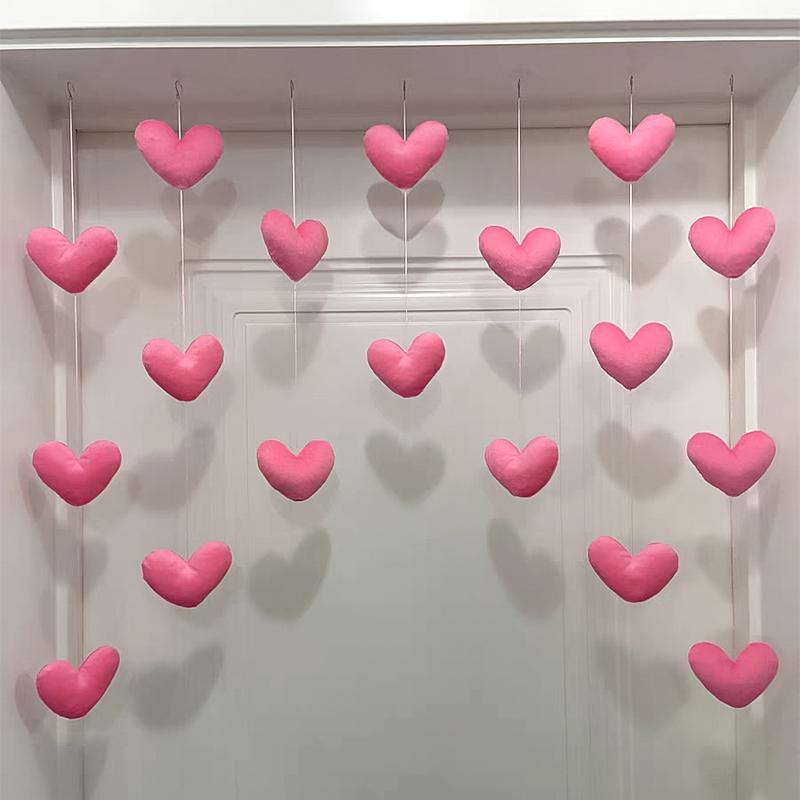 Hanging Door Curtains DIY Ornament Heart-shaped Self-adhesive Solid Color Home Decorations