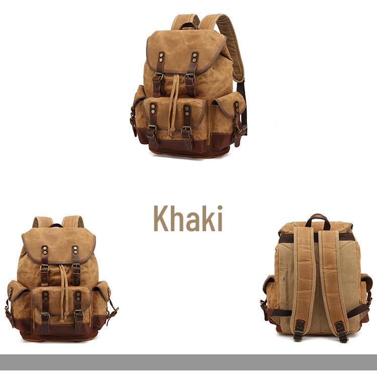 Unisex Waterproof Waxed Canvas Travel Backpack for Outdoor Sports and Laptops