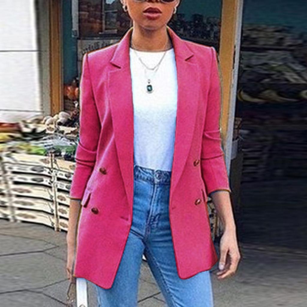 Women's Solid Colour Fashion Lapel Slim Fit Slit Pocket Cardigan Suit Coat