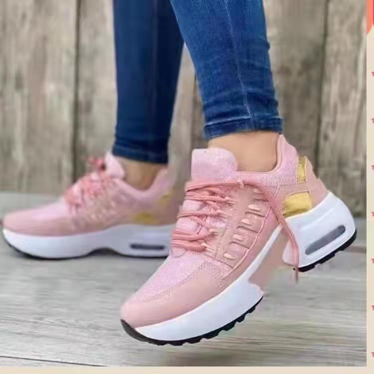 Sneakers New Fashion Wedge Platform Plus Size Casual Sports Shoes Women Lace-up Mesh Breathable Women's Vulcanized Shoes