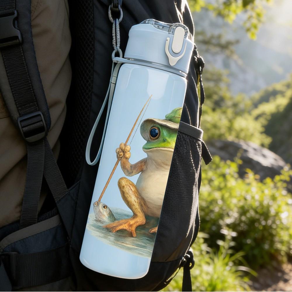 1PC Green Frog Leaf Swing Cartoon 750ml Color Plastic Sports Water Bottle Leakproof Flip Straw Lid Suitable for Sports Office Home Use
