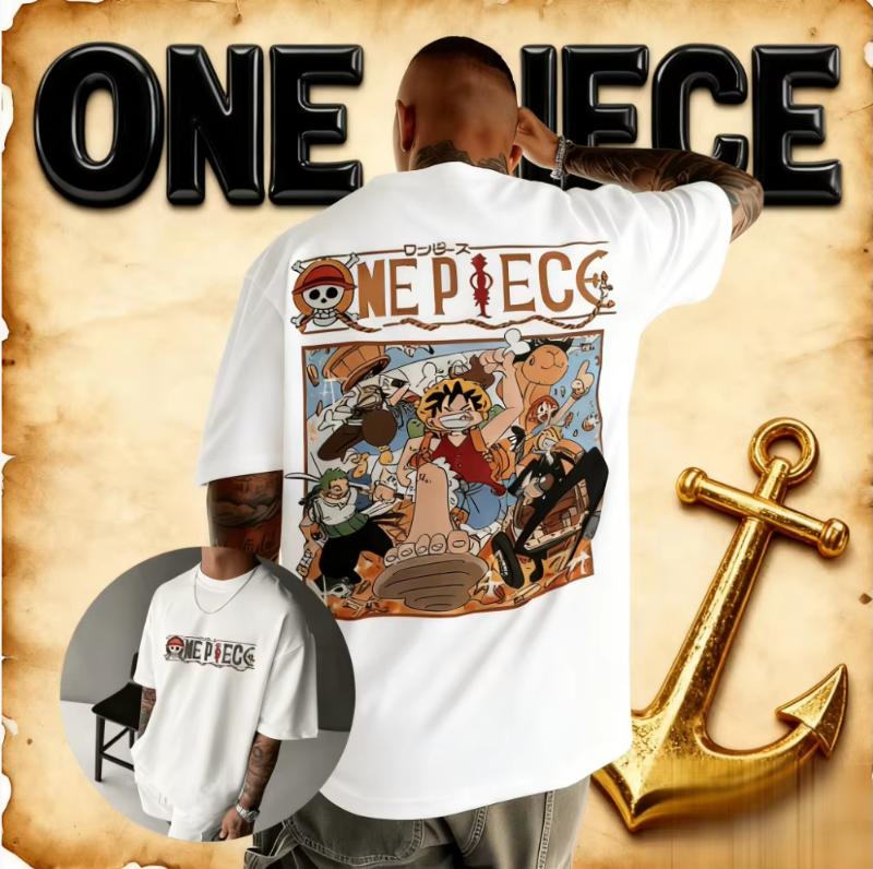 2026 Лето Аниме One Piece Бренд 100% Хлопок Все Персонажи Печатная Футболка для Унисекс Короткий Рукав Повседневная Взрослые Дети