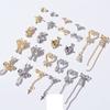 Butterfly Bow Nail Rhinestones Zinc Zinc Alloy Pendant Chain Nail Art Decorations Heart Nail Zircon Jewelry