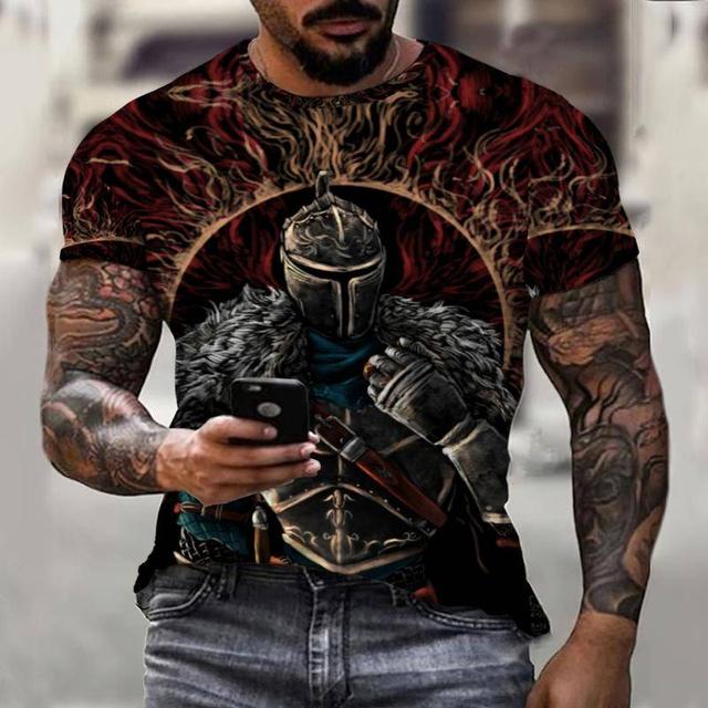 Флаг Воин Паладин Летняя модная мужская футболка Повседневная мужская уличная футболка с 3D принтом с коротким рукавом