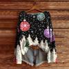 Women's Christmas Print Lightweight Sweater Casual Long Sleeve Knitted Pullover