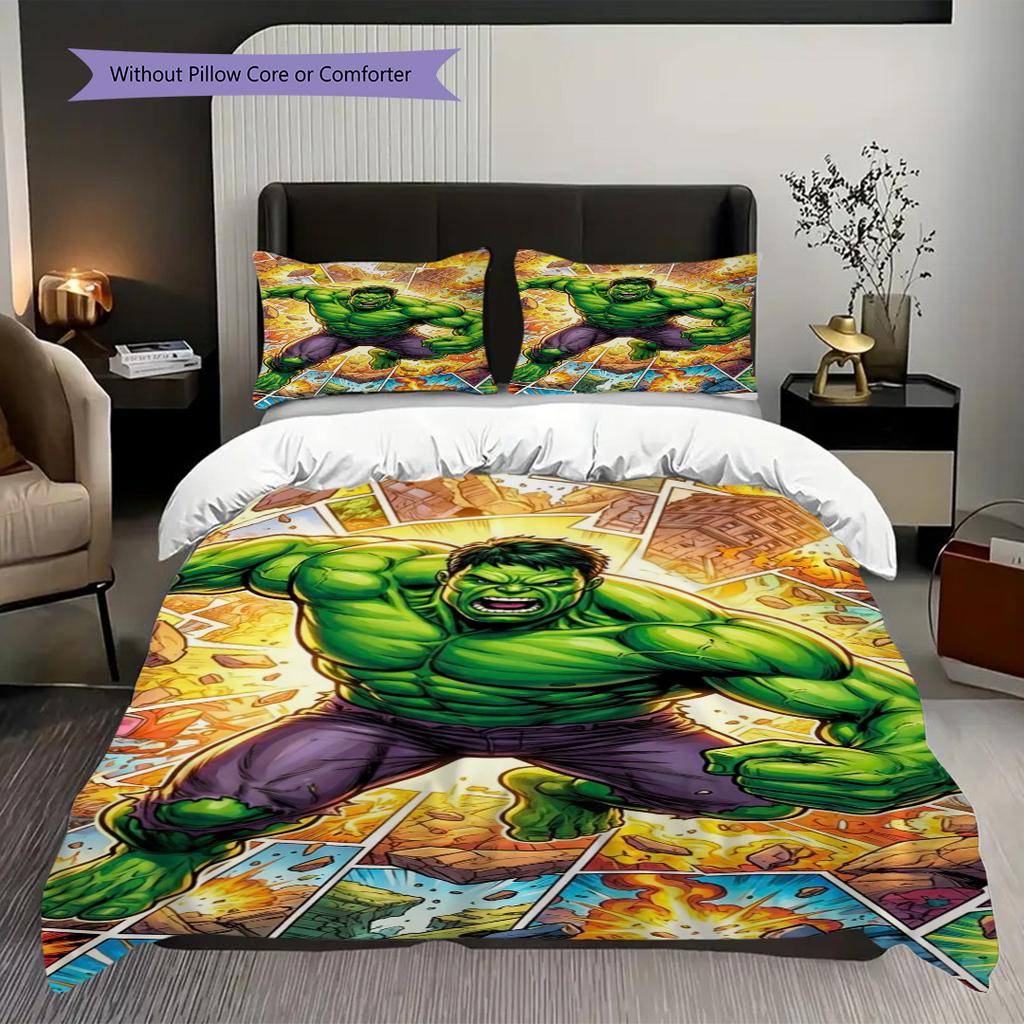 Superhero Hulk Power Unleashed Threepiece Set 1 Duvet Cover 2 Pillowcase Without Core Duvet Cover And Pillowcase Soft And Comfortable