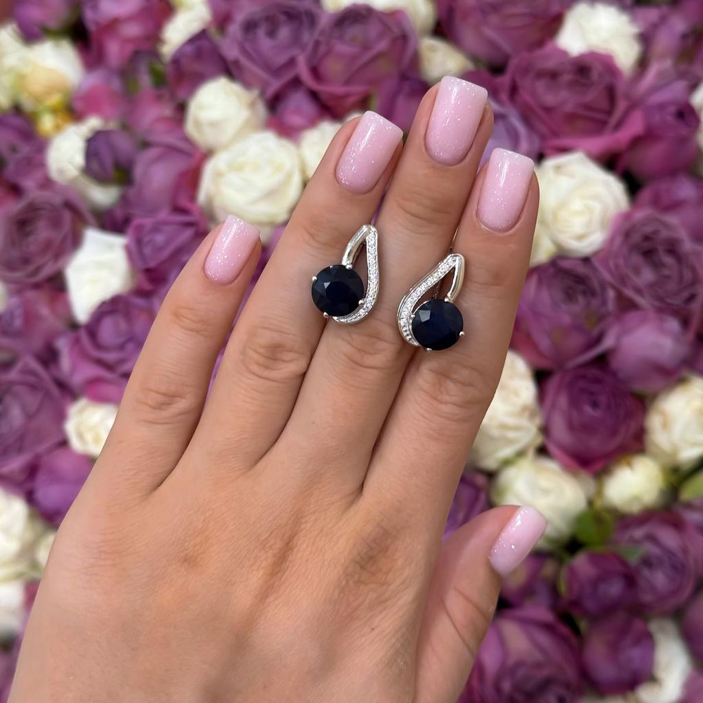 Серебряные серьги с натуральным сапфиром 9.975ct (2170310)