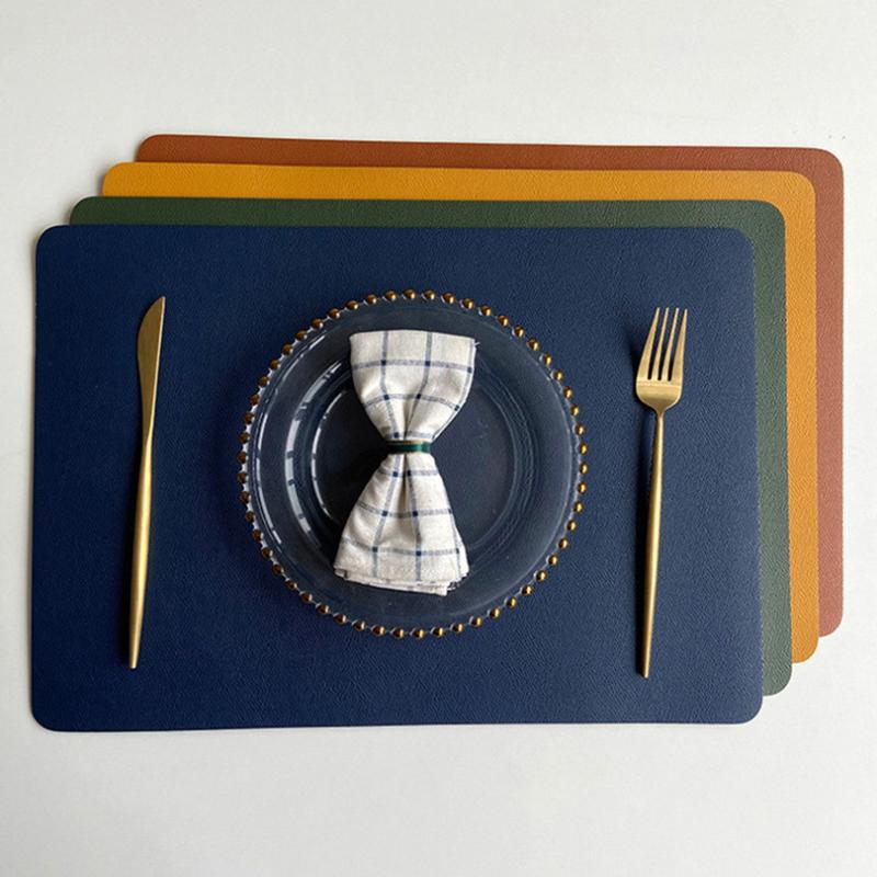 Double-Layer Leather Table Mat Nordic Heat-Proof Placemat Insulation Waterproof Oil-Proof Table Mats For Home Hotel Decoration