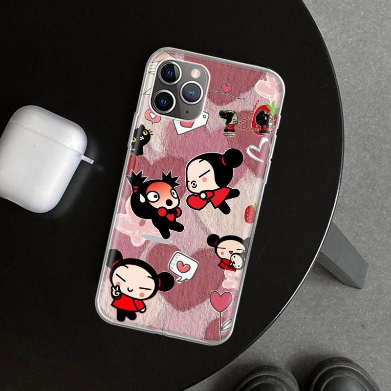 Милый Мультяшный Чехол-Крышка Pucca Garu для iPhone 11 12 13 Mini 14 15 Plus 16 Pro Max 17 Air 7 8 + SE Художественный Индивидуальный Fundas 11