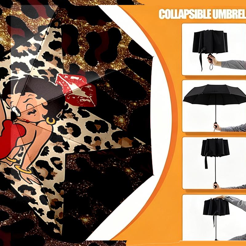 Betty Boop Print Umbrella Automatic Opening/ Closing - Portable Foldable Design - Daily use for Travel/Outdoor - Gift for Birthday