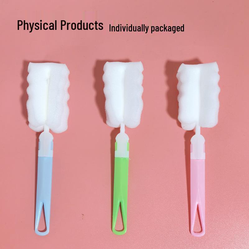 Щетка с длинной ручкой и вращающейся головкой для чистки стаканов, бутылок, чайных чашек и детских бутылочек