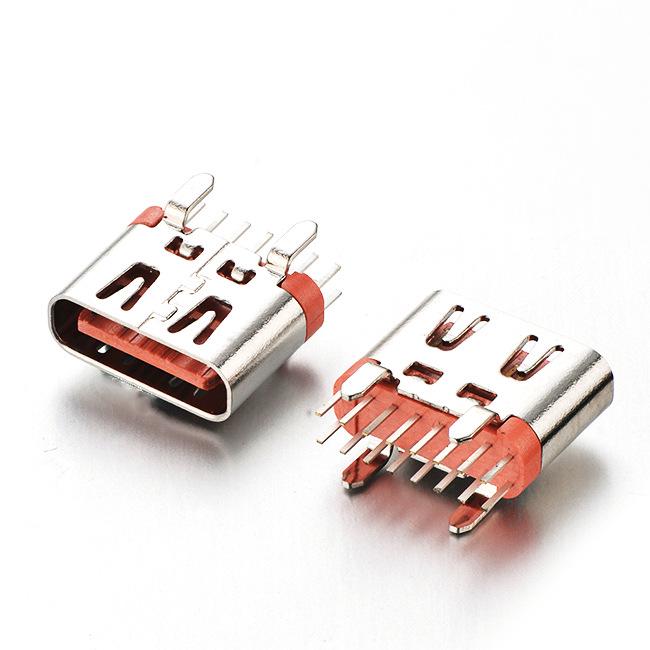 Разъем USB 3.1 Type-C, гнездо, вертикальный монтаж, 6,5 мм, длинный штырь для извлечения 1,3, с пружиной/без пружины, лента.