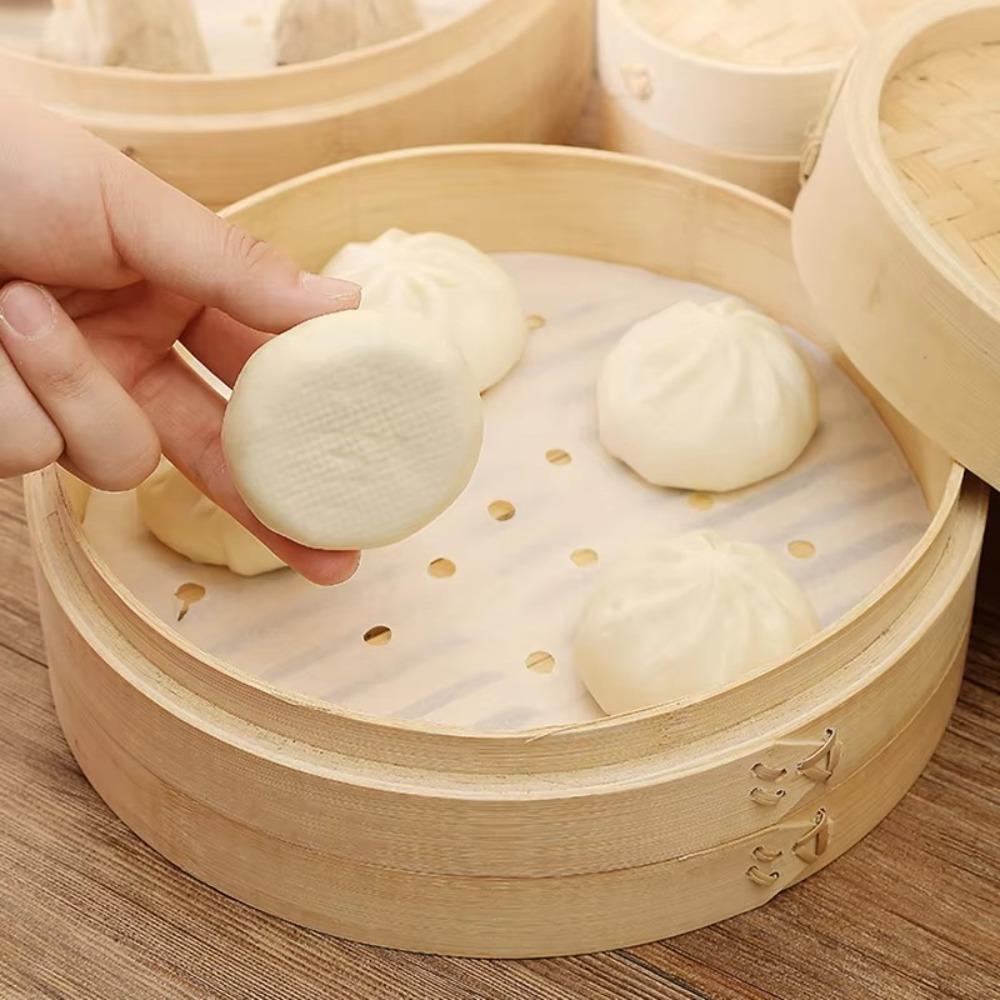 50Pcs Cookware Non-Stick Steamer Mat 4/6/8/10in Dim Sum Paper Durable Oil Paper Air Fryer Oven