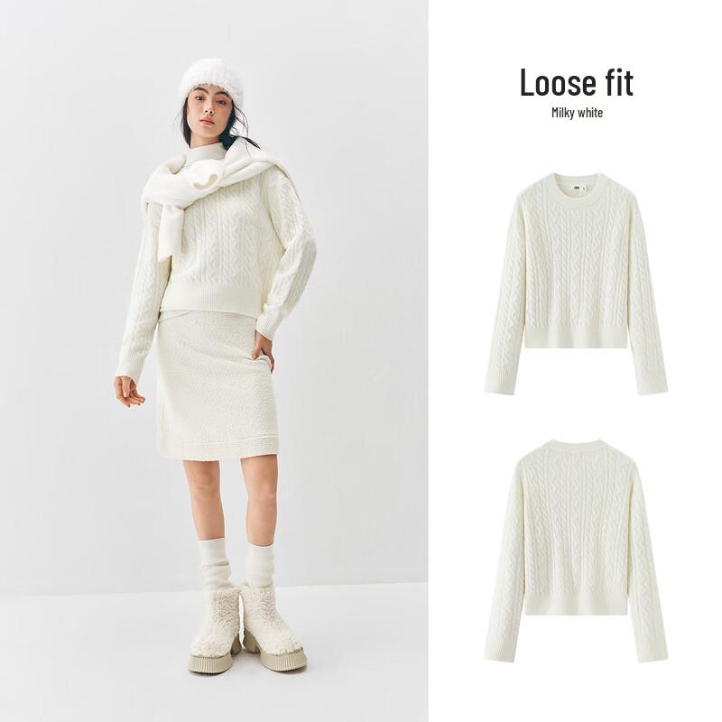 Женский зимний свитер Semir крупной вязки с круглым вырезом и свободного кроя