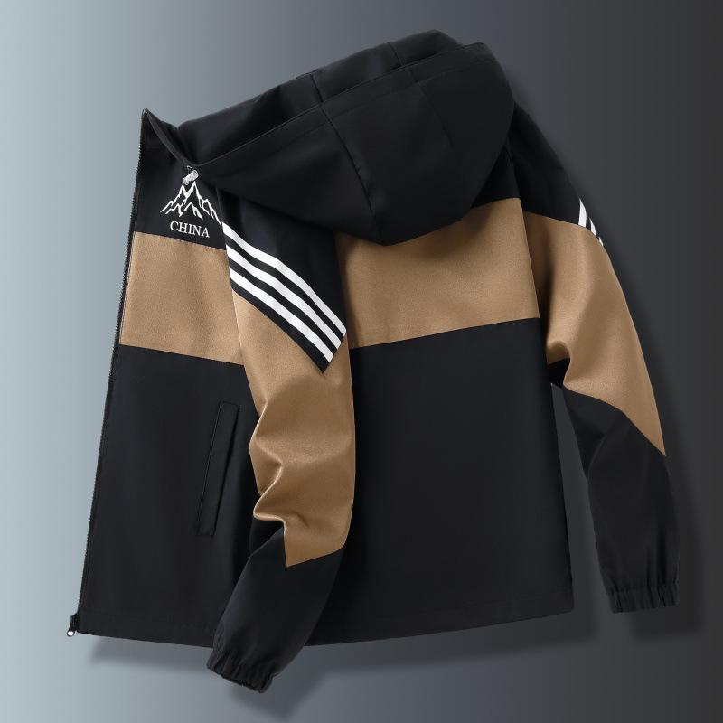 Куртка с капюшоном мужская весна-осень корейский стиль свободная цветная куртка для спорта на открытом воздухе модная повседневная куртка мужская одежда