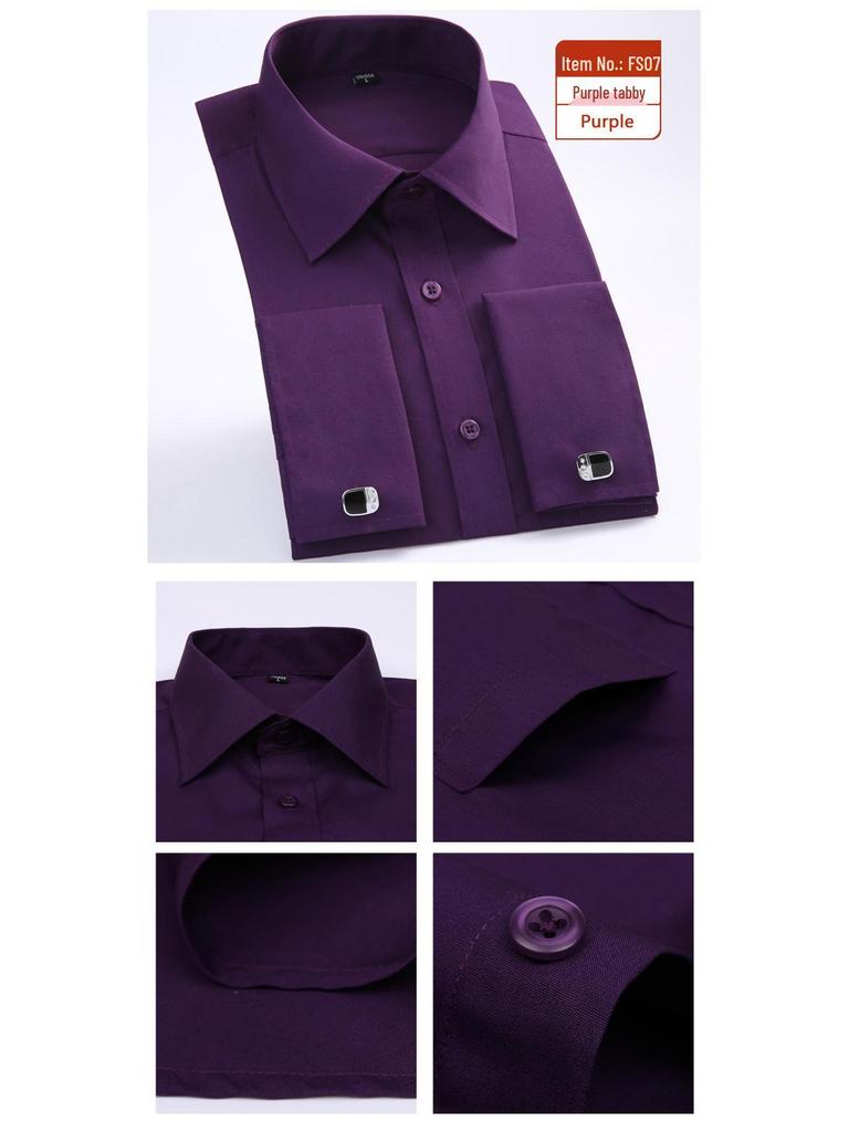 2018 Новое поступление Мужская рубашка больших размеров с французскими манжетами, длинным рукавом, деловая, с вышитым логотипом на заказ