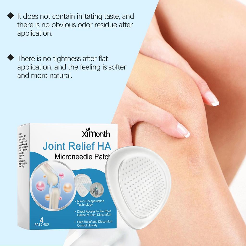 XIMONTH Микроигольный пластырь для облегчения боли в суставах, мягко успокаивает дискомфорт и болезненность в суставах и мышцах, пластырь для местного ухода за телом и суставами 4 шт.