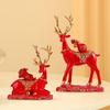 Набор из 2 фигурок оленей, декоративная центральная часть, подарочная скульптура лося, современные статуэтки оленей для полки, свадебной гостиной, красного цвета (RED)