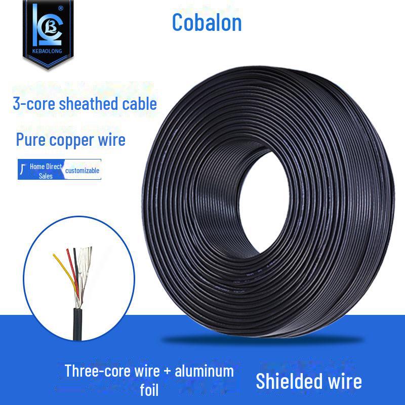 28 Gauge 3-Core Audio Signal Cable, Aluminum Foil Shield, PVC Sheath, 7/012 Pure Copper