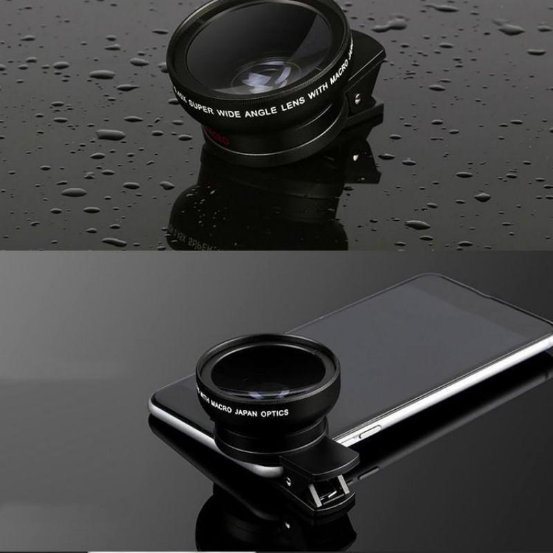 HD Профессиональный оптический стеклянный объектив для мобильного телефона 0,45X 0,6X (120 градусов) Широкоугольные + макрообъективы с увеличением 15X для iPhone Android Lentes