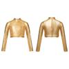 Girls Metallic Dance Wear Long Sleeve Mock Neck Glittery Top