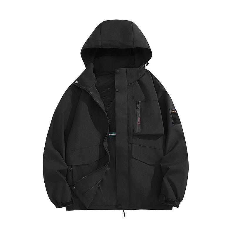 Mens Lightweight Waterproof Windproof Hiking Jacket Outdoor Sport Coat With Hood Loose Fit Size