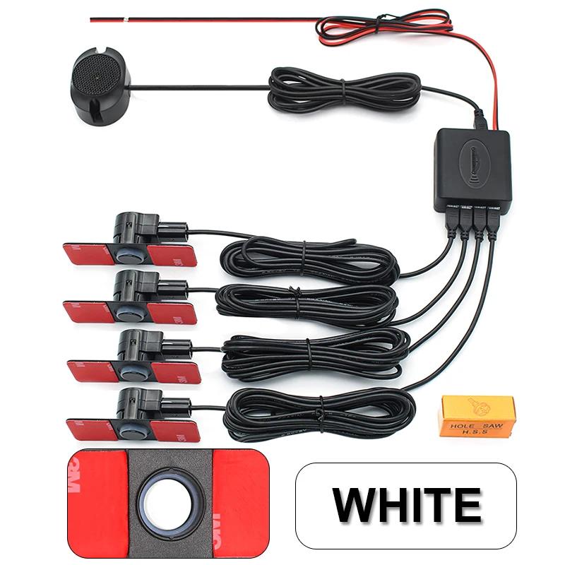 Датчик парковки автомобиля Помощник Parktronics 4 Черный/Серебристый/Белый 13 мм Плоские Датчики Радар заднего хода Звуковой Сигнал Сигнализации