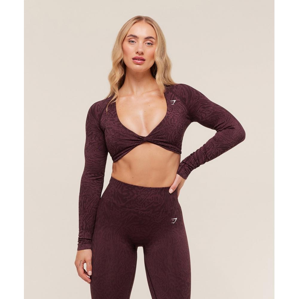 Gymshark Adapt Animal Long Sleeve Crop Top Cherry Purple Reset Pink B4c2z Pcgp