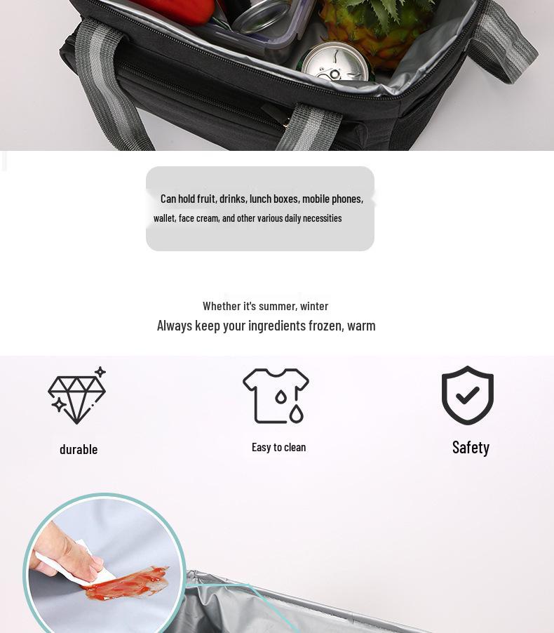 Insulated Outdoor Oxford Cloth Ice Pack Large Capacity Lunch Bag