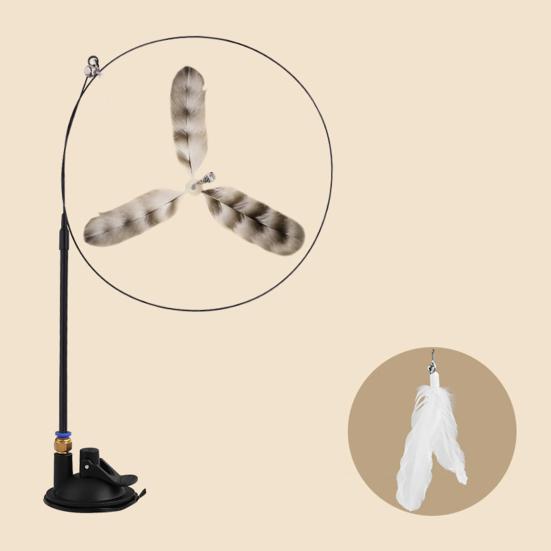 Cat Wand Feather Toy Interactive Cat Feather String Teaser with Suction Cup