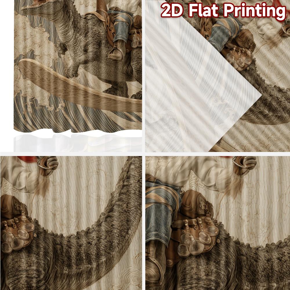 2pcs, 2D FLAT PRINTING Curtains (Without Rod) DinoRider Cat Modern Fashionable Curtainments Polyester Curtains Decorations