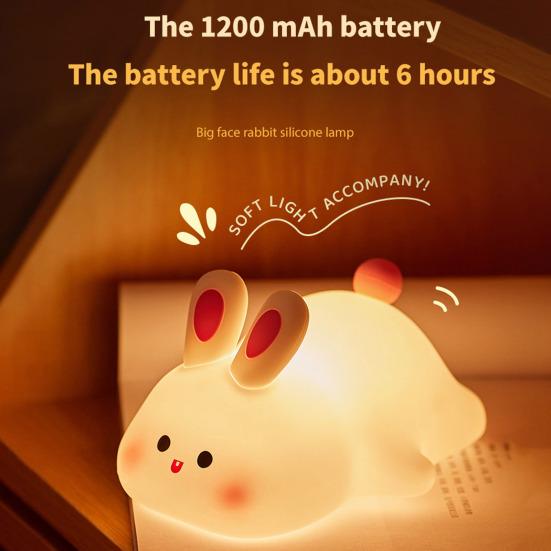 Очаровательный ночник с кроликом и таймером, сенсорный датчик, регулируемая яркость, голосовое управление, прикроватная лампа, украшение для рабочего стола