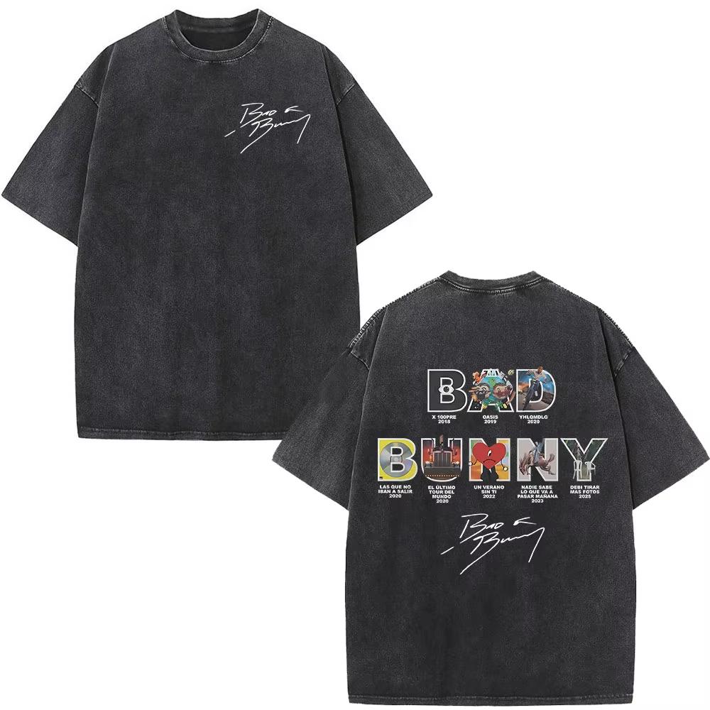 Washed Vintage Bad Bunny DTMF Residencia En El Choli Merch TShirts Debi Tirar Mas Fotos Tshirt Mens Hip Hop Oversized Tshirts