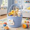 Cartoon Easter Gift Basket Cotton Thread Long Handle Gift Storage Basket Hand-Woven Multi-Purpose Handheld Woven Basket