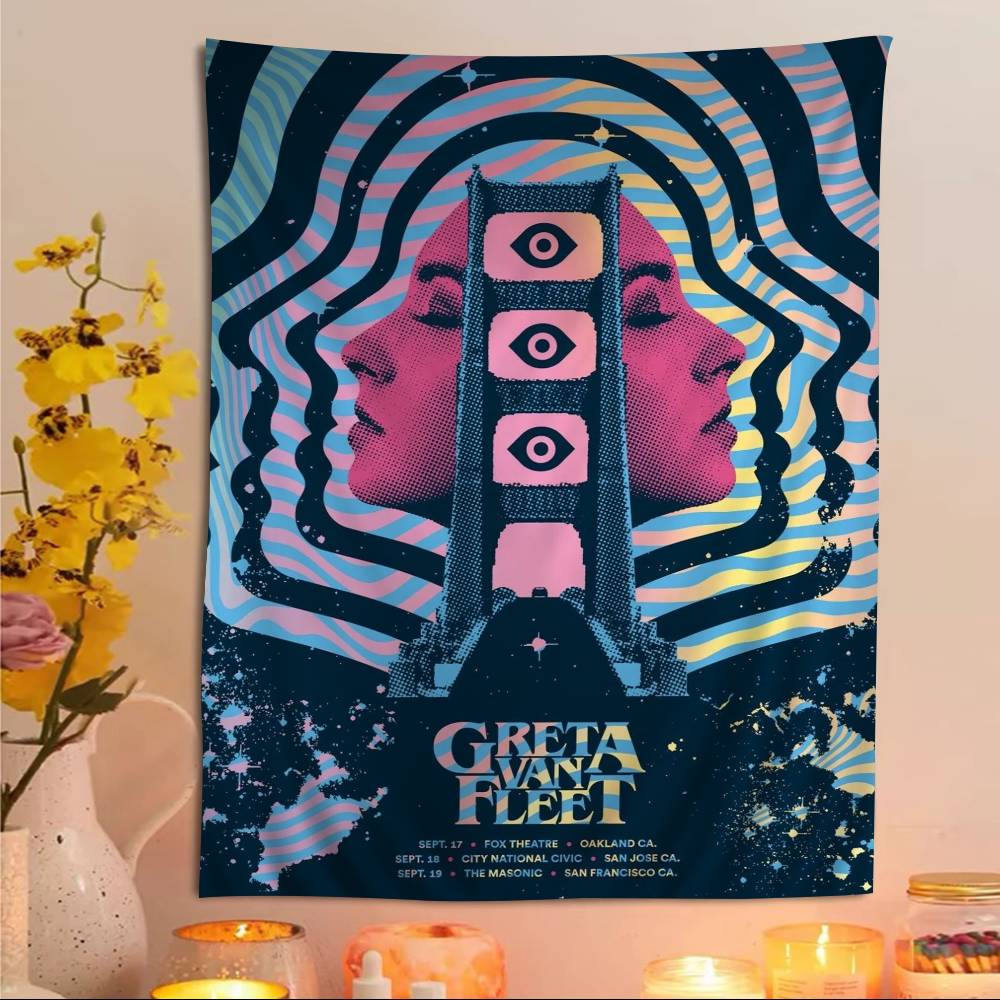 Greta Van Fleet Rock Band Cartoon Tapestry Art Science Fiction Room Home Decor Art Home Decor