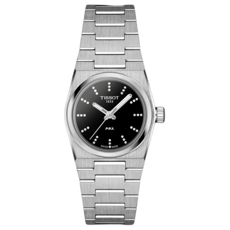 Tissot PRX Женские часы с кварцевым механизмом 100м водозащитой 25мм Черный циферблат Корпус из нержавеющей стали T137.010.11.056.00