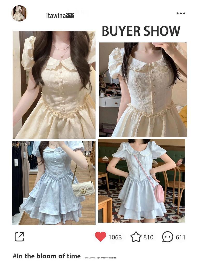 Комплект платья в французском стиле преппи с воротником Питера Пэна 2025: Женская летняя короткая юбка