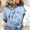 Funny Horse And Girl You Are My Happy Place Print T-shirts Summer Short Sleeve Tee Shirts For Women Round Neck Ladies Personalized Tops