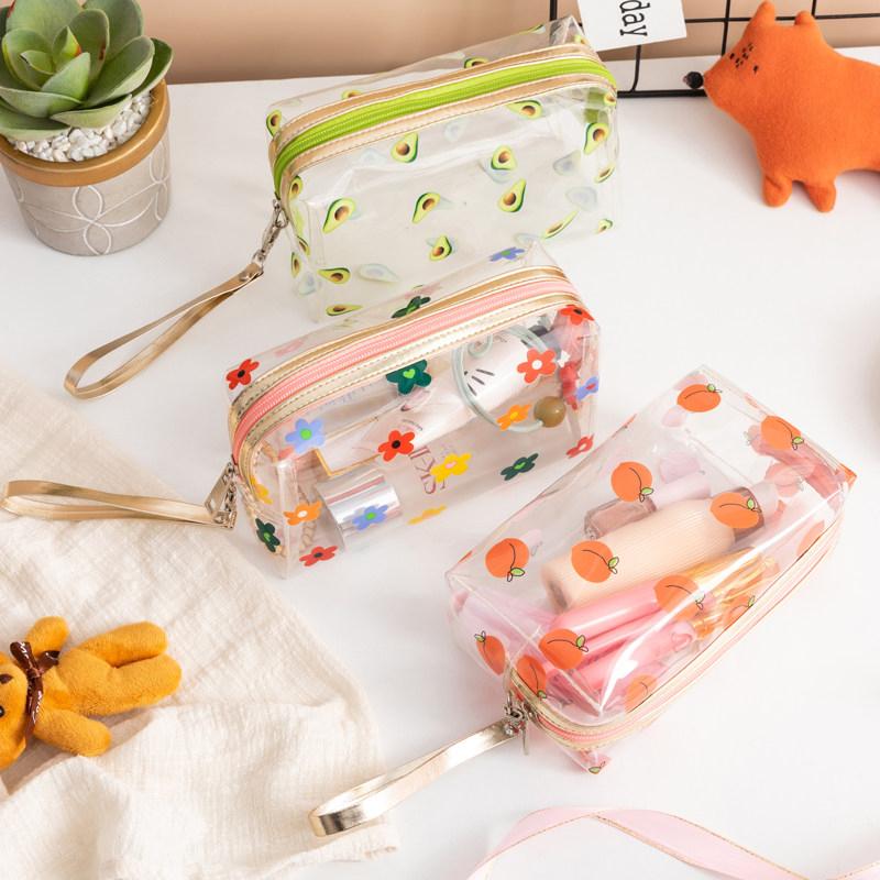 Portable Transparent Makeup Bag Zippered PVC Cosmetic Pouch for Women Travel Toiletry Storage Bag