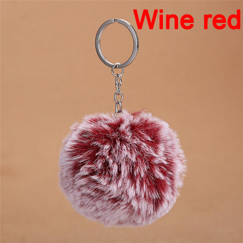 2017 Faux Rabbit Fur Pom-Pom Key Chain Bag Charm Fluffy Puff Ball Keyring