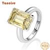 Tancise S925 Sterling Silver 10*14 Jewelry Rectangular Luxury 10 Carat Zircon Ring.