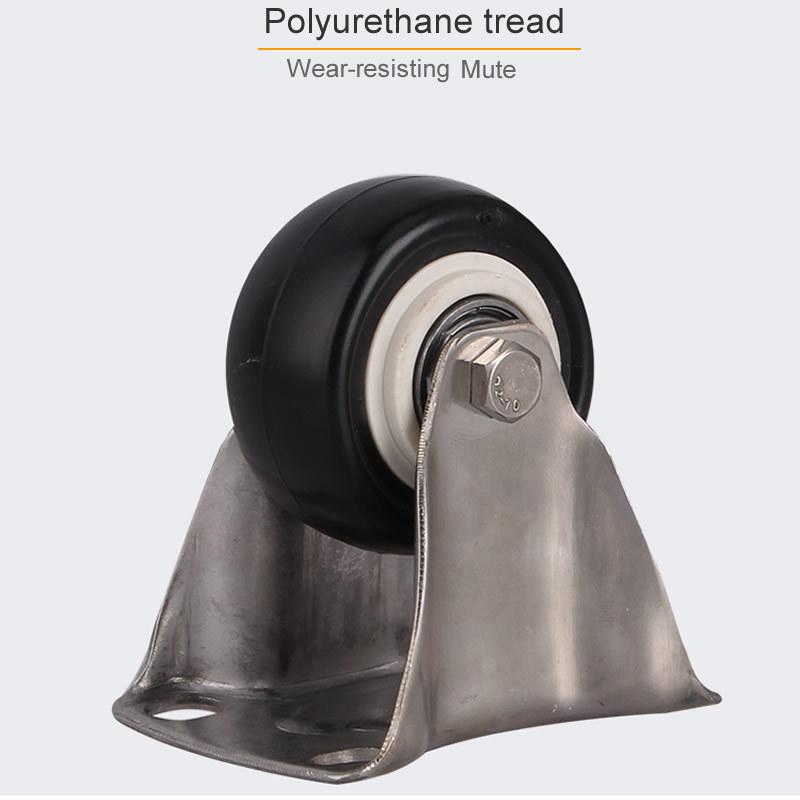 2inches Casters wheels with 304 stainless steel frame Polyurethane tread mute No rust For Humid environment IndustrialPU casters