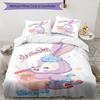 Bunny Party Design Bed Bedding Set 1 Duvet Cover + 2 Pillowcases Soft Breathable Household Bed Linens