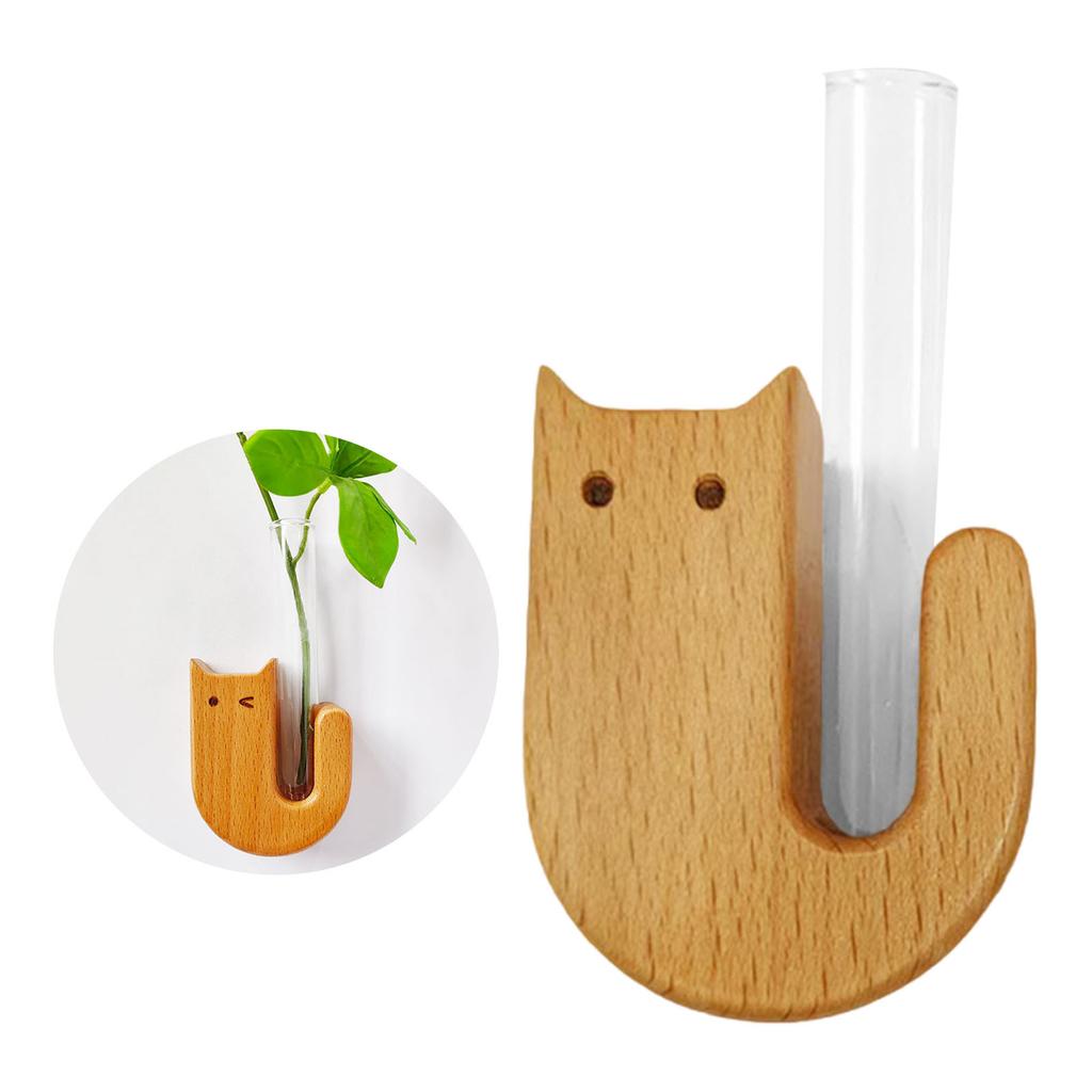 Деревянный магнит на холодильник с кошачьим узором, магнитное украшение для холодильника, маленькая декоративная ваза из массива дерева для дома или офиса