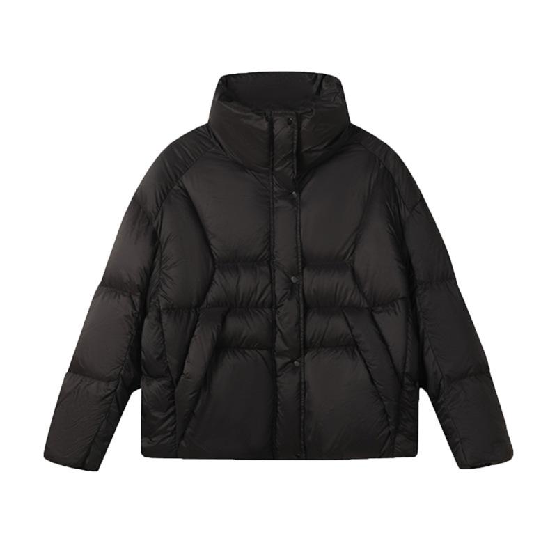 Куртка-стойка с белым утиным пухом, женская, зимняя, 2024 года, милая, однотонная, свободная, утолщенная, теплая, маленькая куртка-хлеб