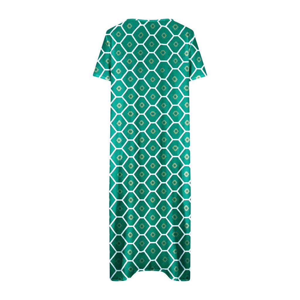 Женское платье на пуговицах с цветочным карманом и коротким рукавом с V-образным вырезом, повседневное свободное платье