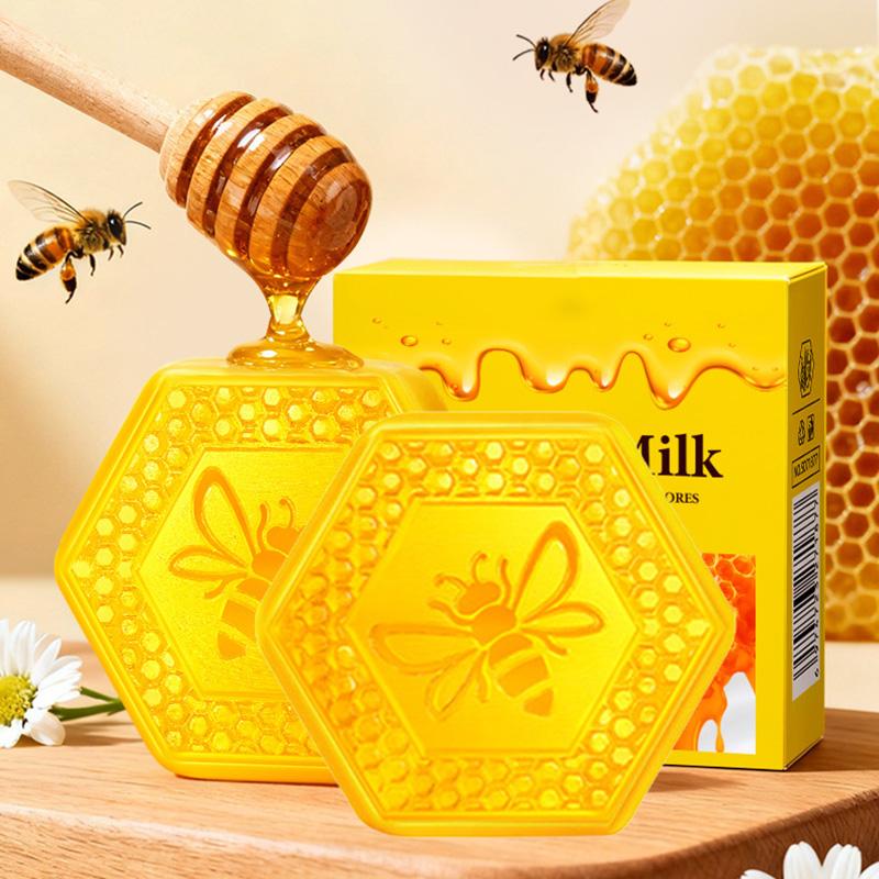 2pc Honey & Milk Moisturizing Cleansing Bar 80g with Net - Gentle for Face & Body, Rich Lather, Cleans Without Over-Drying