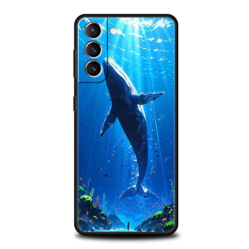 Чехол для телефона 'Плавающий китовый акула в океане' для Samsung Galaxy S25 S24 S23 S22 Ultra S20 S21 FE 5G S10 S9 Plus S10E Мягкая крышка из ТПУ