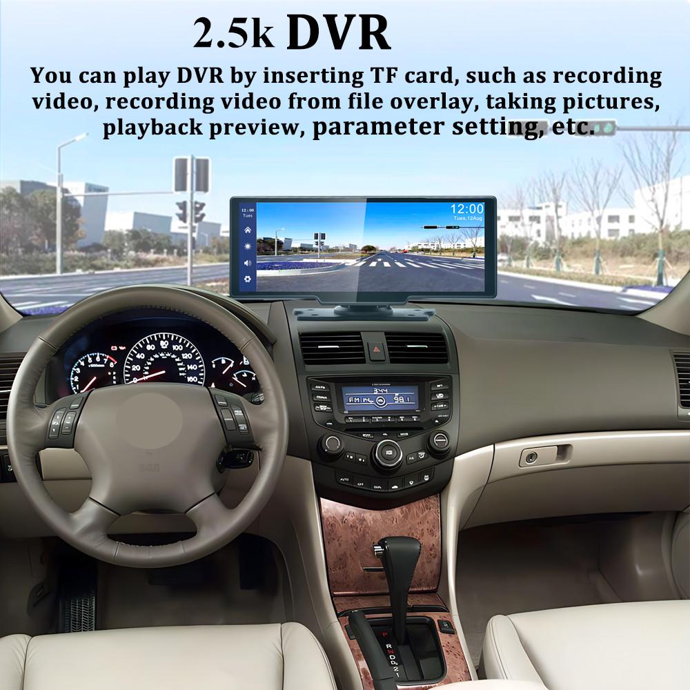 10.26" Support Build-in For Wireless Apple Carplay Andro Auto Bluetooth WiFi Car DVR Dual Cameras Recording 2.5K + 1080P APP Control Multimedia Player