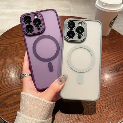 Магнитный Роскошный Матовый Полупрозрачный Ударопрочный Чехол Для iPhone 16Pro Max 14 13 12 11 15 Pro Max Для Беспроводной Зарядки Magsafe Защитная Крышка